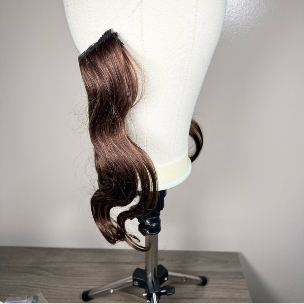 Medium Brown Human Hair Hidden Halo 11 Inch Wavy Hair Extensions - Picture 3 of 15